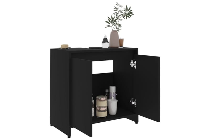 Badrumsskåp svart 60x33x61 cm spånskiva - Svart - Förvaring - Badrumsförvaring & tvättstuga inredning - Badrumsskåp