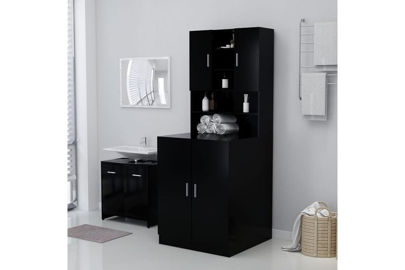 Badrumsskåp svart 71x71,5x91,5 cm spånskiva - Förvaring - Badrumsförvaring & tvättstuga inredning - Badrumsskåp
