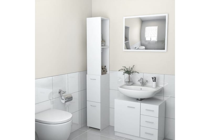 Badrumsskåp vit 25x25x170 cm spånskiva - Vit - Förvaring - Badrumsförvaring & tvättstuga inredning - Badrumsskåp