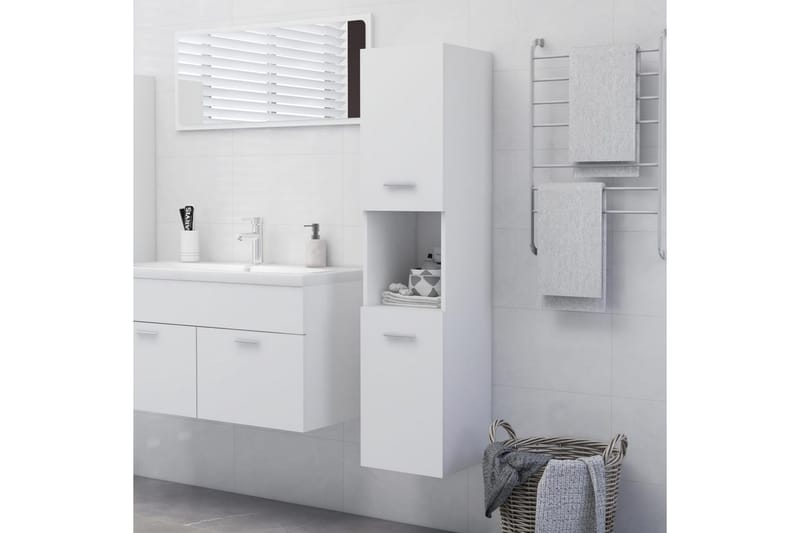 Badrumsskåp vit 30x30x130 cm spånskiva - Vit - Förvaring - Badrumsförvaring & tvättstuga inredning - Badrumsskåp