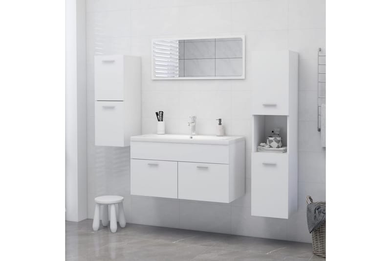 Badrumsskåp vit 30x30x130 cm spånskiva - Vit - Förvaring - Badrumsförvaring & tvättstuga inredning - Badrumsskåp