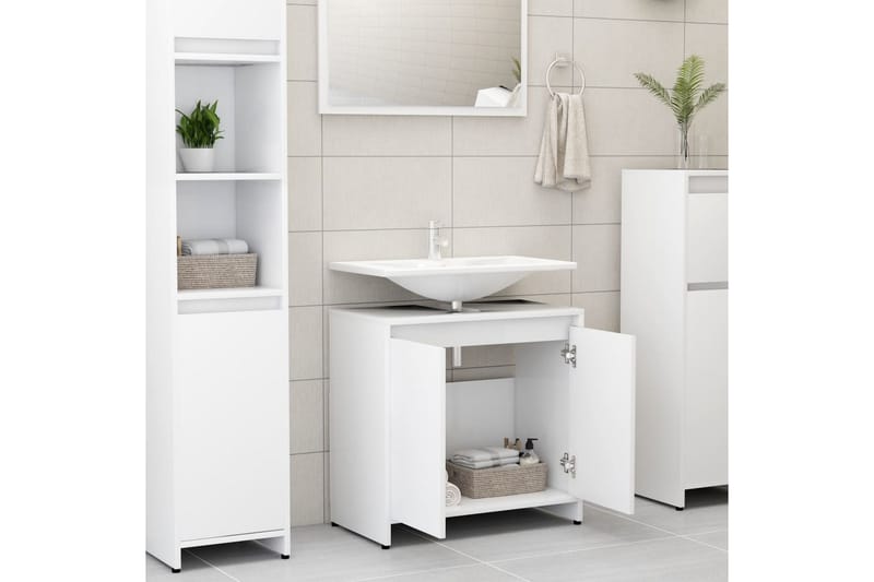 Badrumsskåp vit 60x33x61 cm spånskiva - Vit - Förvaring - Badrumsförvaring & tvättstuga inredning - Badrumsskåp