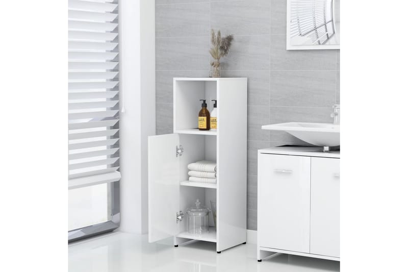 Badrumsskåp vit högglans 30x30x95 cm spånskiva - Vit - Förvaring - Badrumsförvaring & tvättstuga inredning - Badrumsskåp