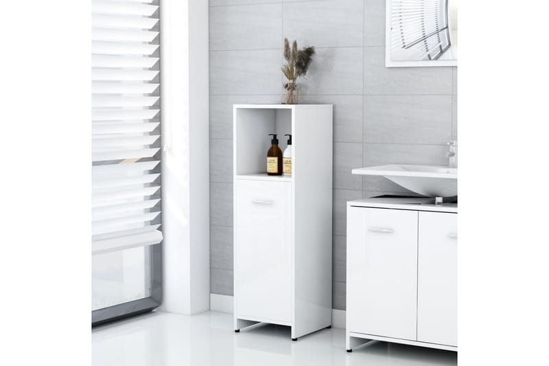 Badrumsskåp vit högglans 30x30x95 cm spånskiva - Vit - Förvaring - Badrumsförvaring & tvättstuga inredning - Badrumsskåp