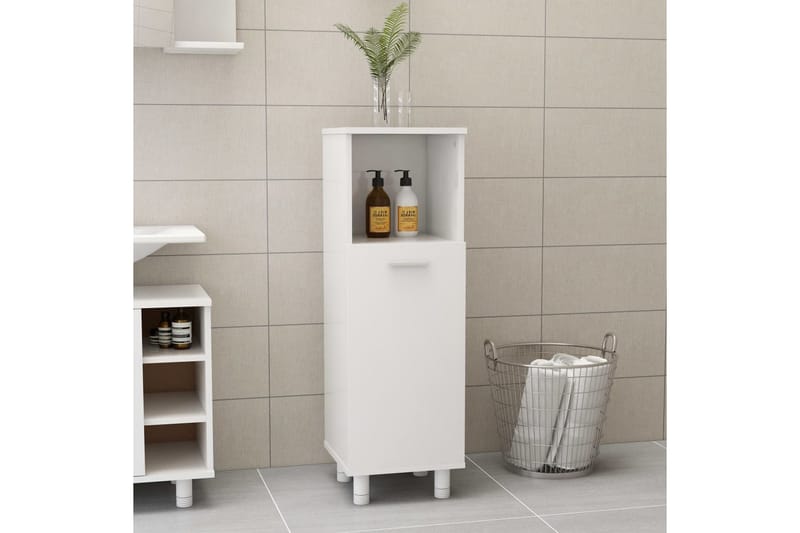 Badrumsskåp vit högglans 30x30x95 cm spånskiva - Vit - Förvaring - Badrumsförvaring & tvättstuga inredning - Badrumsskåp