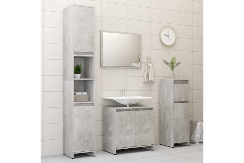 Badrumsskåp betonggrå 30x30x95 cm spånskiva - Grå - Förvaring - Badrumsförvaring & tvättstuga inredning