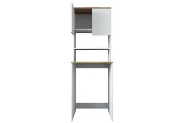Caronti Badrumsskåp 65x183,6 cm Vit/Brun - Hanah Home - Förvaring - Badrumsförvaring & tvättstuga inredning - Badrumsskåp