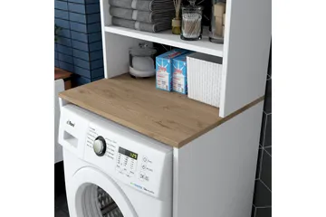 Caronti Badrumsskåp 65x183,6 cm Vit/Brun - Hanah Home - Förvaring - Badrumsförvaring & tvättstuga inredning - Badrumsskåp