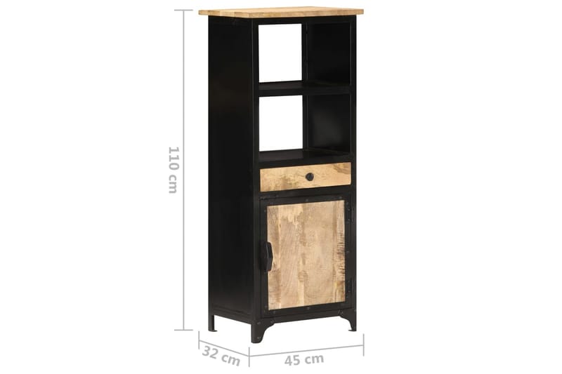 Högskåp 45x32x110 cm massivt mangoträ - Svart - Förvaring - Badrumsförvaring & tvättstuga inredning - Badrumsskåp