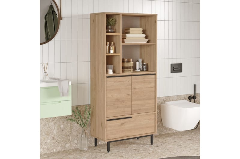 Liyakat Högskåp Badrum 161,6 cm - Valnöt - Förvaring - Badrumsförvaring & tvättstuga inredning - Badrumsskåp