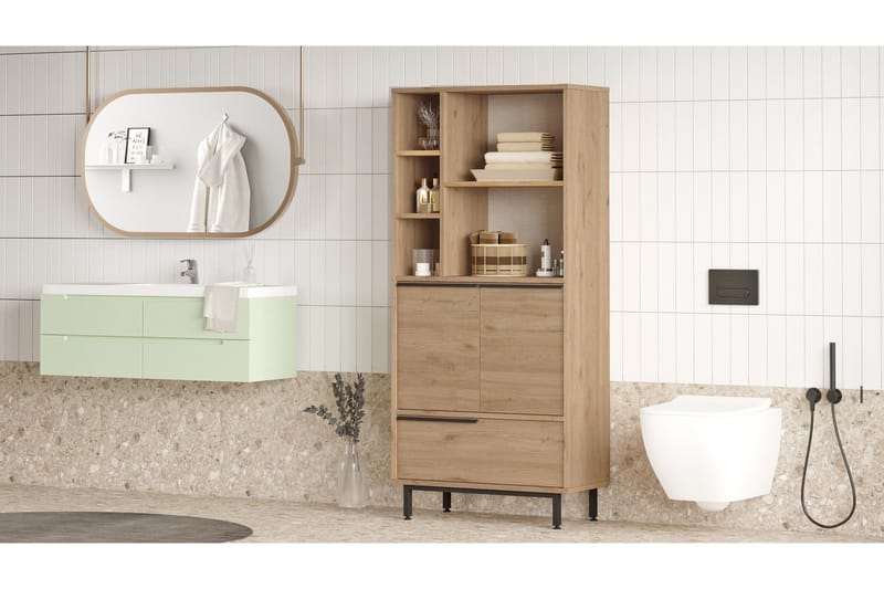 Liyakat Högskåp Badrum 161,6 cm, Valnöt