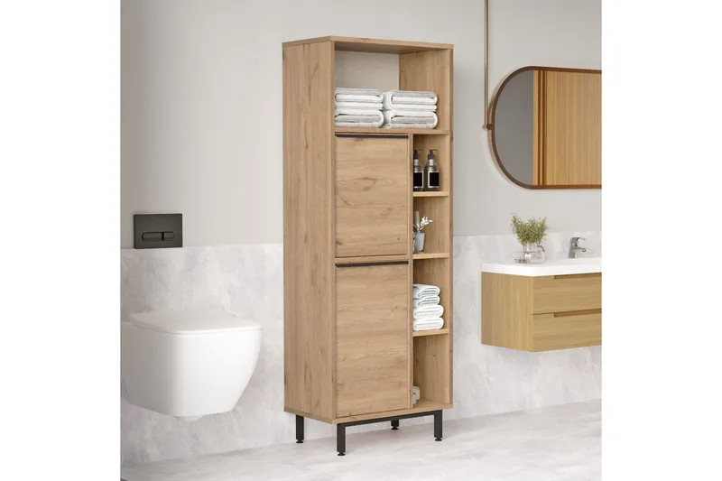 Liyakat Högskåp Badrum 161,6 cm - Valnöt - Förvaring - Badrumsförvaring & tvättstuga inredning - Badrumsskåp