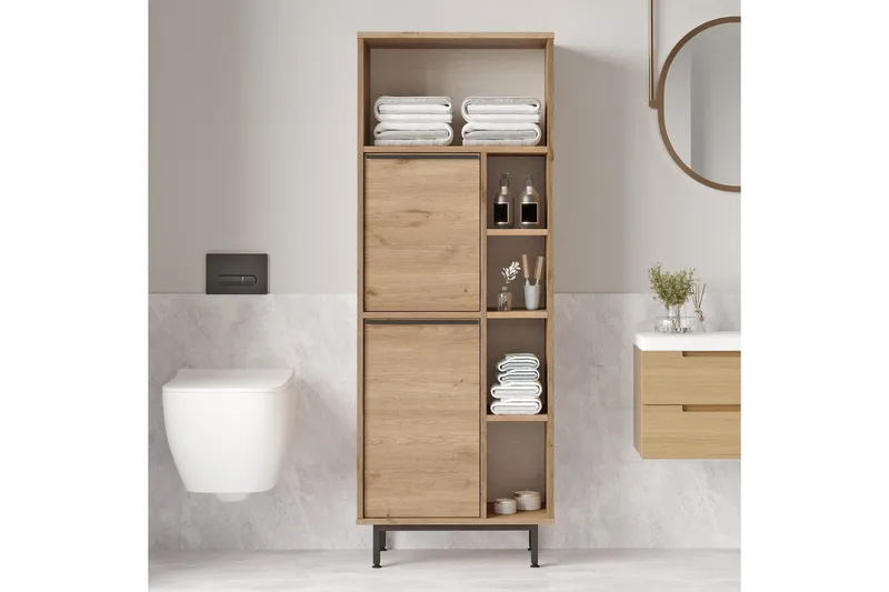 Liyakat Högskåp Badrum 161,6 cm - Valnöt - Förvaring - Badrumsförvaring & tvättstuga inredning - Badrumsskåp