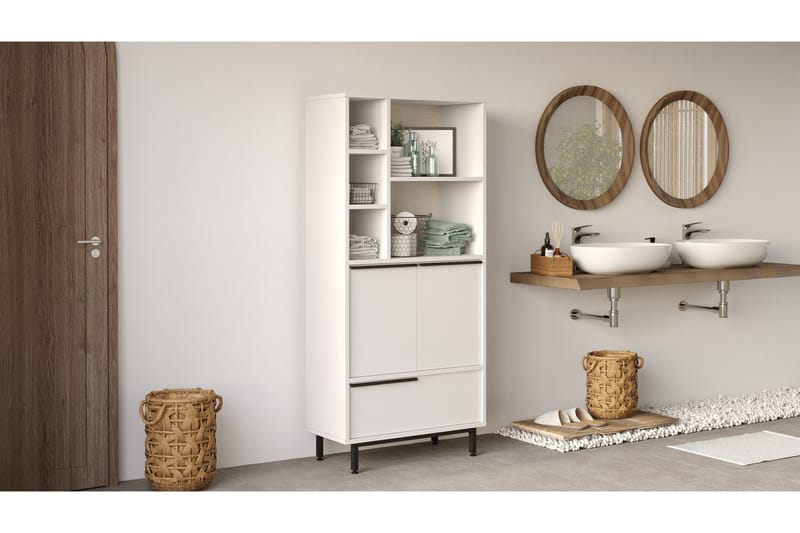 Liyakat Högskåp Badrum 161,6 cm, Vit