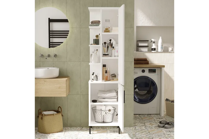 Rinorea Förvaringsskåp 45x173,6 cm - Vit - Förvaring - Badrumsförvaring & tvättstuga inredning - Badrumsskåp