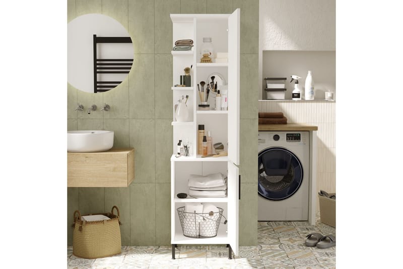Rinorea Förvaringsskåp 45x173,6 cm - Vit - Förvaring - Badrumsförvaring & tvättstuga inredning - Badrumsskåp