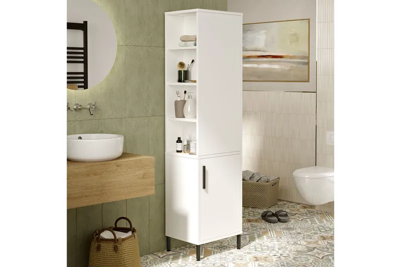 Rinorea Förvaringsskåp 45x173,6 cm - Vit - Förvaring - Badrumsförvaring & tvättstuga inredning - Badrumsskåp