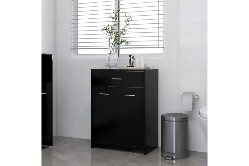 Badrumsskåp svart 60x33x80 cm spånskiva - Svart - Förvaring - Badrumsförvaring & tvättstuga inredning - Badrumsskåp