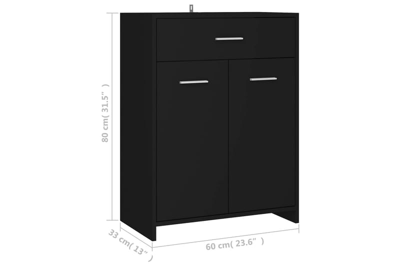 Badrumsskåp svart 60x33x80 cm spånskiva - Svart - Förvaring - Badrumsförvaring & tvättstuga inredning - Badrumsskåp