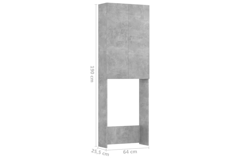 Tvättmaskinsskåp betonggrå 64x25,5x190 cm - Grå - Badrumsskåp