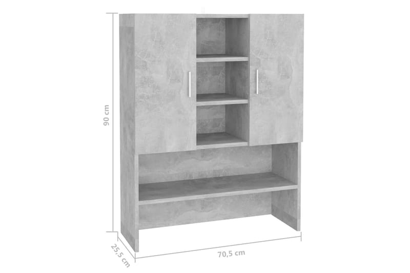 Tvättmaskinsskåp betonggrå 70,5x25,5x90 cm - Grå - Förvaring - Badrumsförvaring & tvättstuga inredning - Badrumsskåp