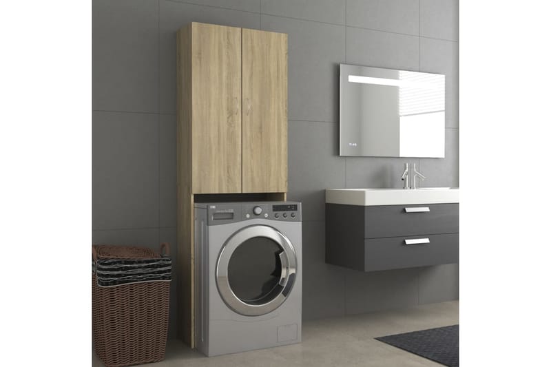 Tvättmaskinsskåp sonoma-ek 64x25,5x190 cm - Ek - Förvaring - Badrumsförvaring & tvättstuga inredning - Badrumsskåp