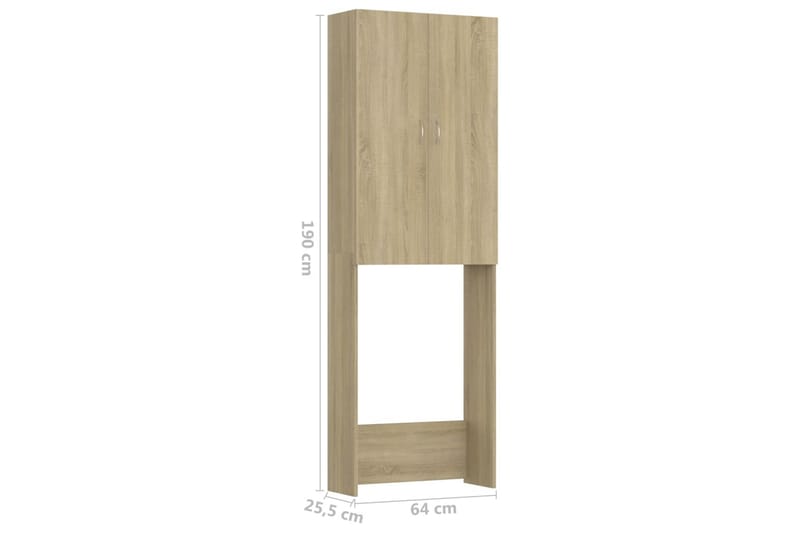 Tvättmaskinsskåp sonoma-ek 64x25,5x190 cm - Ek - Förvaring - Badrumsförvaring & tvättstuga inredning - Badrumsskåp