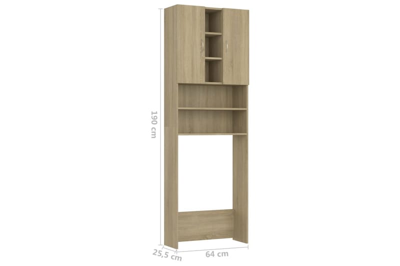 Tvättmaskinsskåp sonoma-ek 64x25,5x190 cm - Förvaring - Badrumsförvaring & tvättstuga inredning - Badrumsskåp