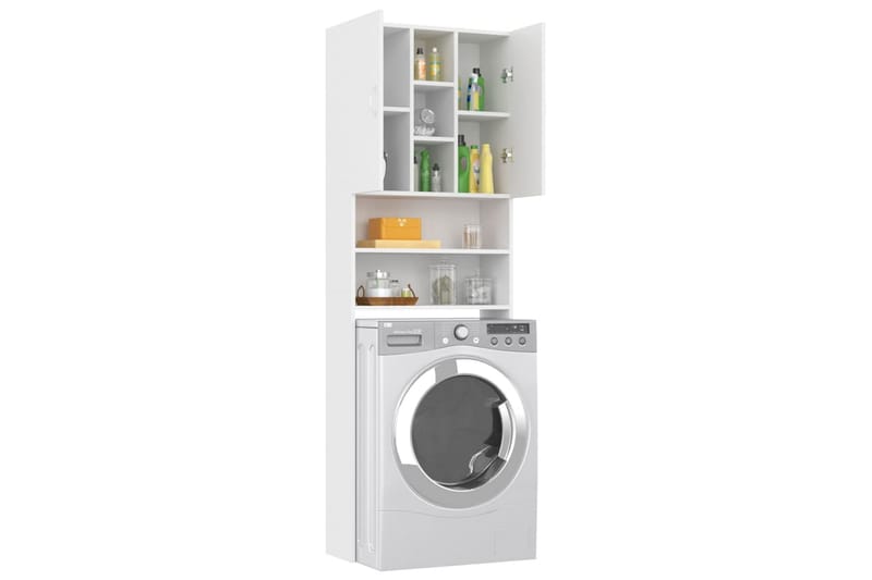 Tvättmaskinsskåp vit 64x25,5x190 cm - Förvaring - Badrumsförvaring & tvättstuga inredning - Badrumsskåp