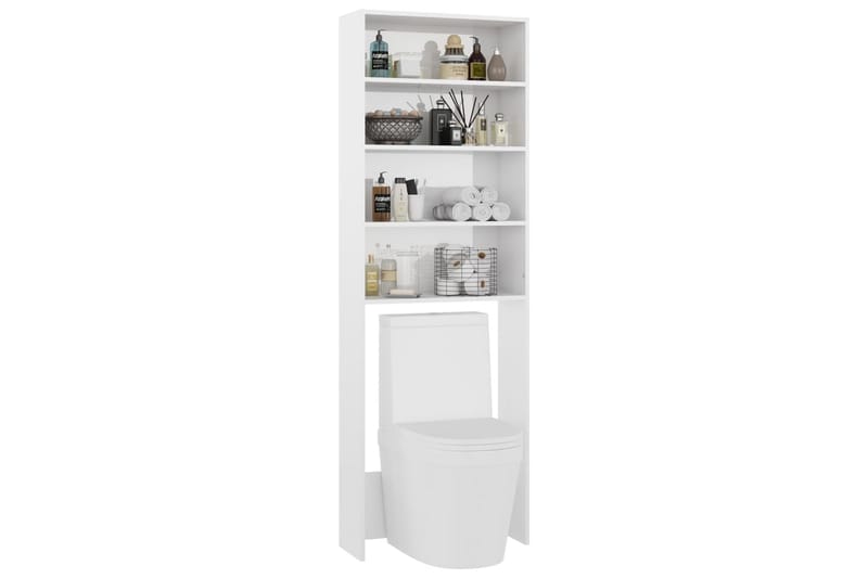 Tvättmaskinsskåp vit högglans 64x24x190 cm - Förvaring - Badrumsförvaring & tvättstuga inredning - Badrumsskåp
