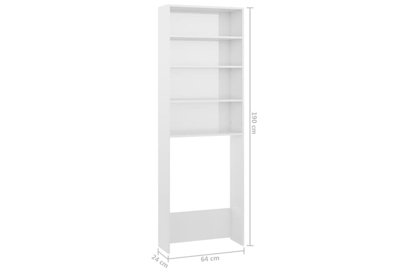 Tvättmaskinsskåp vit högglans 64x24x190 cm - Förvaring - Badrumsförvaring & tvättstuga inredning - Badrumsskåp