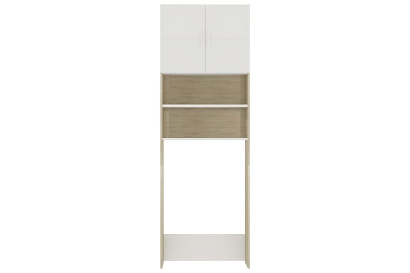 Tvättmaskinsskåp vit och sonoma-ek 64x25,5x190 cm - Beige - Förvaring - Badrumsförvaring & tvättstuga inredning - Badrumsskåp