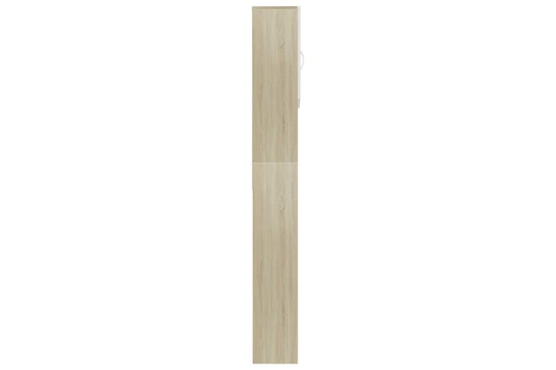 Tvättmaskinsskåp vit och sonoma-ek 64x25,5x190 cm - Beige - Förvaring - Badrumsförvaring & tvättstuga inredning - Badrumsskåp
