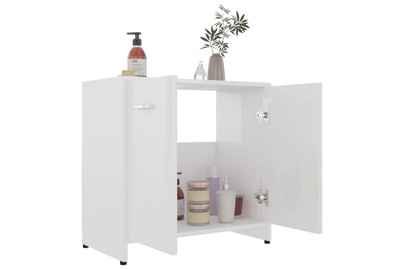 Badrumsskåp vit högglans 60x33x61 cm spånskiva - Vit - Förvaring - Badrumsförvaring & tvättstuga inredning - Badrumsskåp