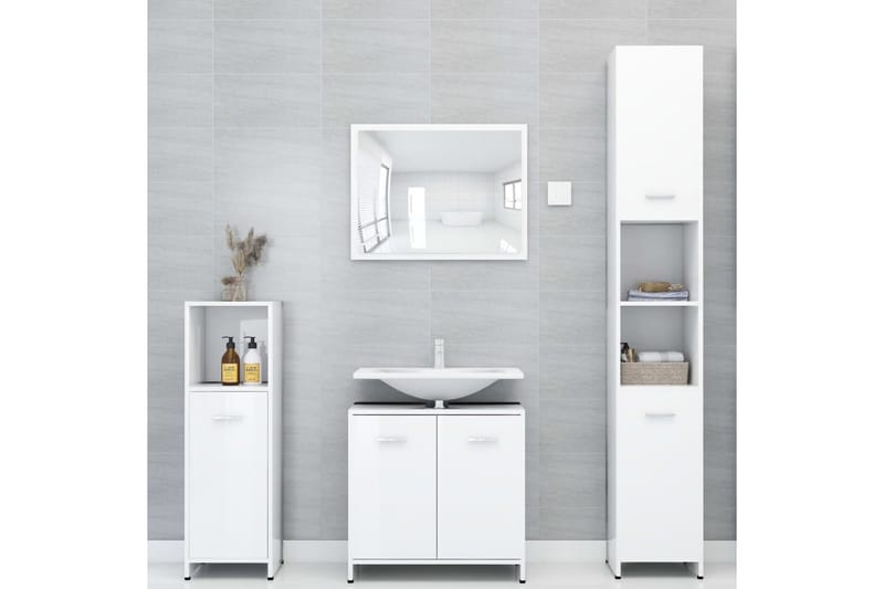 Badrumsskåp vit högglans 60x33x61 cm spånskiva - Vit - Förvaring - Badrumsförvaring & tvättstuga inredning - Badrumsskåp