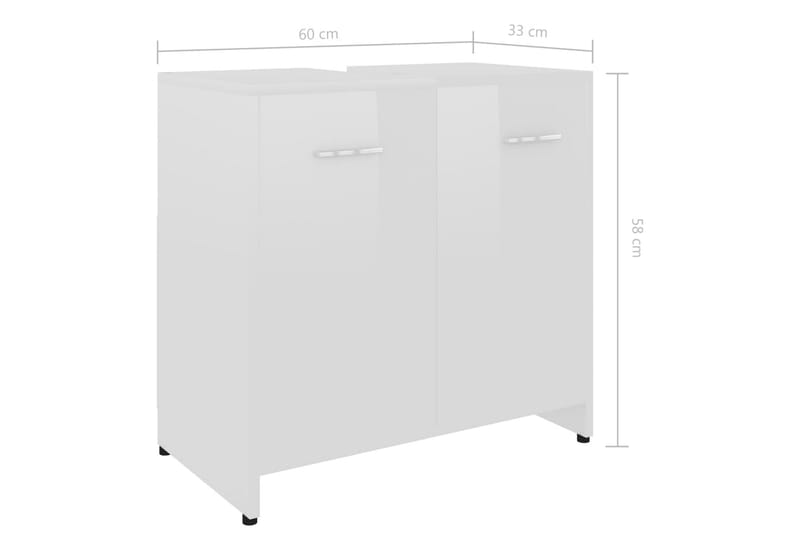 Badrumsskåp vit högglans 60x33x61 cm spånskiva - Vit - Förvaring - Badrumsförvaring & tvättstuga inredning - Badrumsskåp