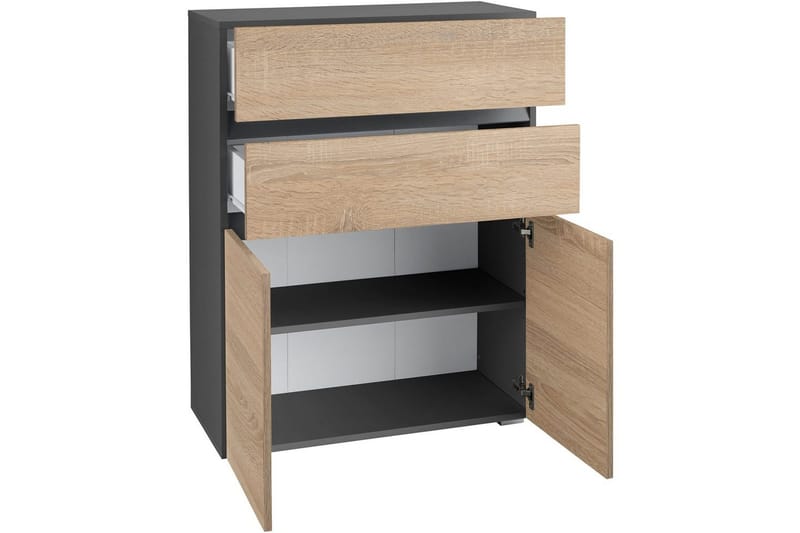 Badrumsskåp Wisla 76x35x98 cm, Antracit/Ek - 76x35x98 cm, Antracit/Ek - Förvaring - Badrumsförvaring & tvättstuga inredning - Badrumsskåp