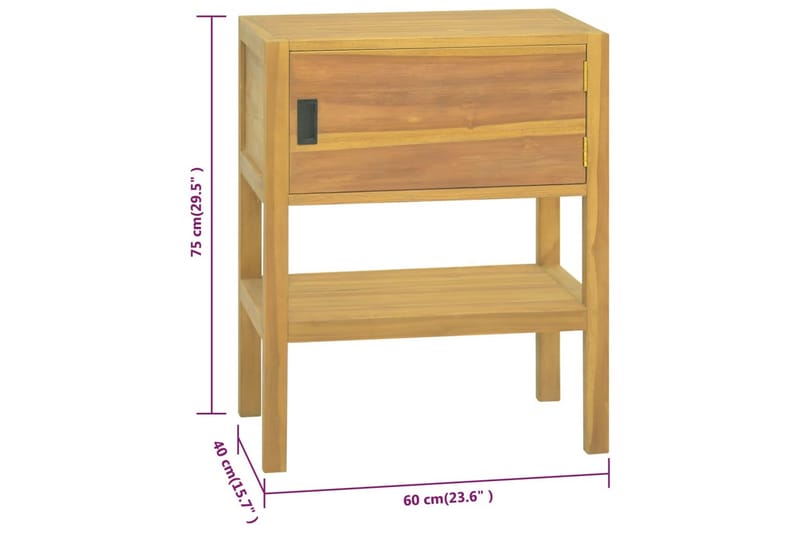 beBasic Badrumsskåp 60x40x75 cm massivt teakträ - Förvaring - Badrumsförvaring & tvättstuga inredning - Badrumsskåp