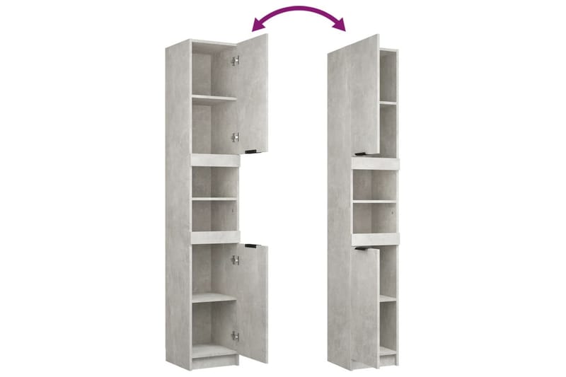 beBasic Badrumsskåp betonggrå 32x34x188,5 cm konstruerat trä - Förvaring - Badrumsförvaring & tvättstuga inredning - Badrumsskåp