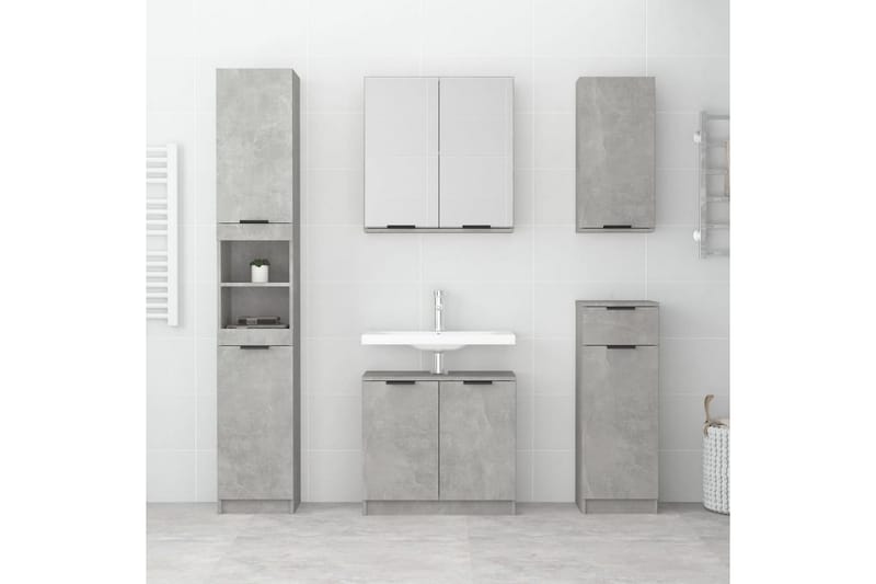 beBasic Badrumsskåp betonggrå 32x34x188,5 cm konstruerat trä - Förvaring - Badrumsförvaring & tvättstuga inredning - Badrumsskåp