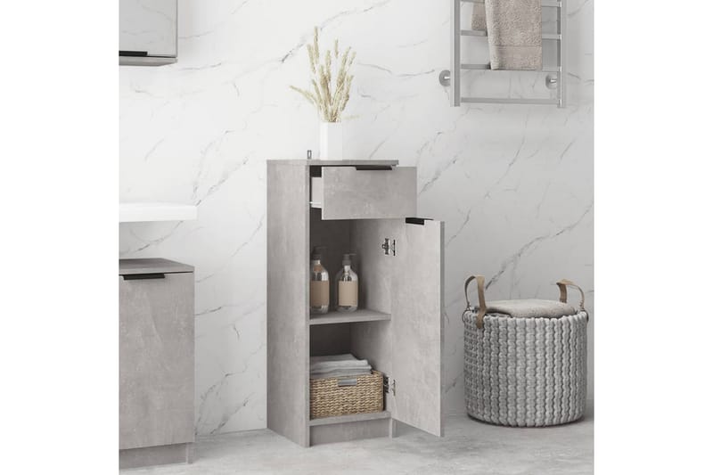 beBasic Badrumsskåp betonggrå 32x34x90 cm konstruerat trä - Förvaring - Badrumsförvaring & tvättstuga inredning - Badrumsskåp