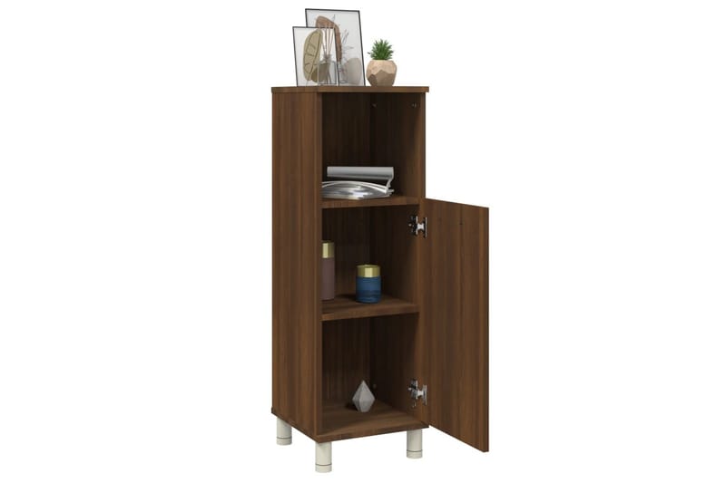beBasic Badrumsskåp brun ek 30x30x95 cm konstruerat trä - Förvaring - Badrumsförvaring & tvättstuga inredning - Badrumsskåp