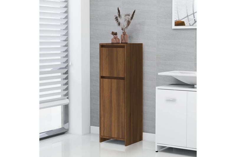 beBasic Badrumsskåp brun ek 30x30x95 cm konstruerat trä - Förvaring - Badrumsförvaring & tvättstuga inredning - Badrumsskåp