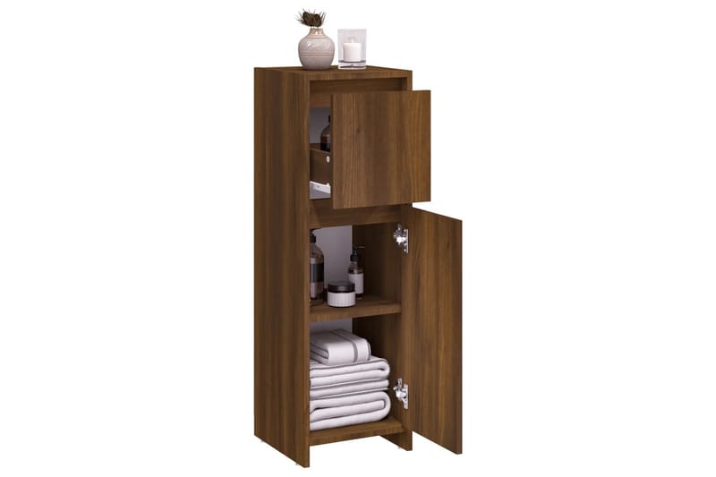beBasic Badrumsskåp brun ek 30x30x95 cm konstruerat trä - Förvaring - Badrumsförvaring & tvättstuga inredning - Badrumsskåp
