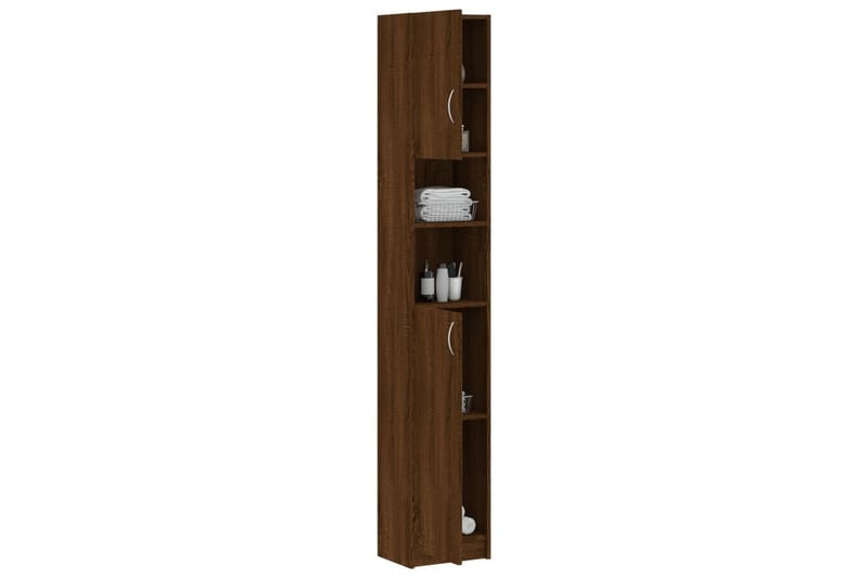 beBasic Badrumsskåp brun ek 32x25,5x190 cm konstruerat trä - Förvaring - Badrumsförvaring & tvättstuga inredning - Badrumsskåp