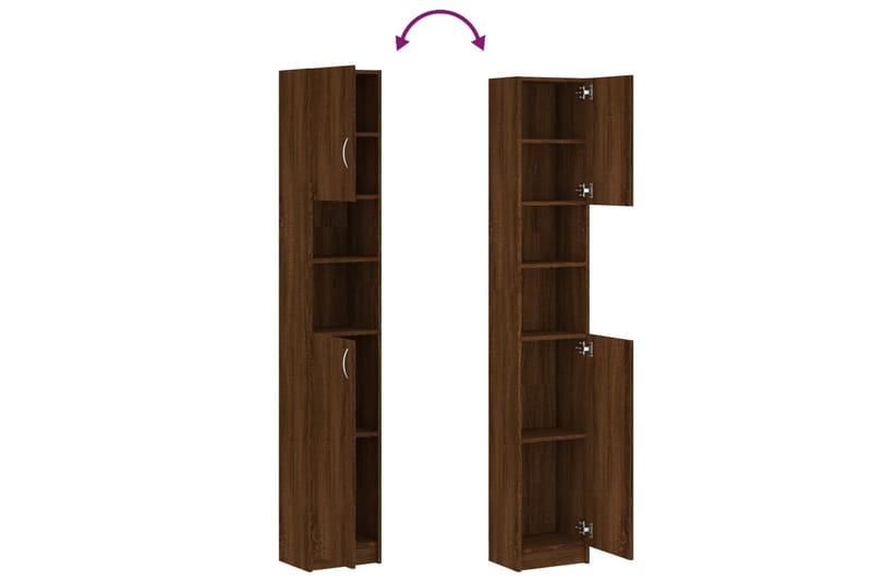 beBasic Badrumsskåp brun ek 32x25,5x190 cm konstruerat trä - Förvaring - Badrumsförvaring & tvättstuga inredning - Badrumsskåp