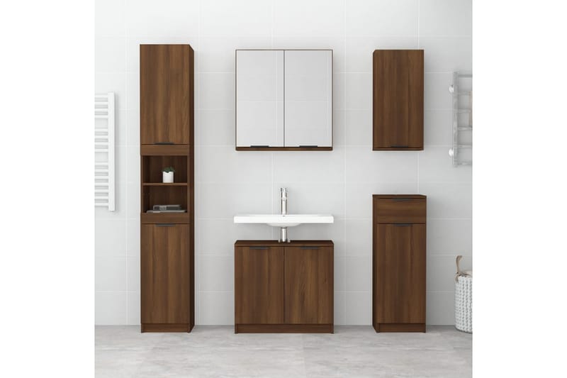 beBasic Badrumsskåp brun ek 64,5x33,5x59 cm konstruerat trä - Förvaring - Badrumsförvaring & tvättstuga inredning - Badrumsskåp