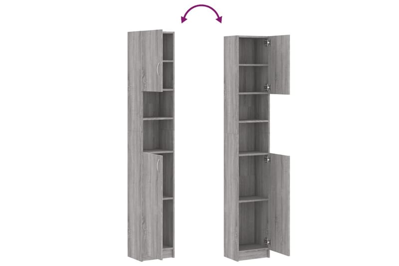 beBasic Badrumsskåp grå sonoma 32x25,5x190 cm konstruerat trä - Förvaring - Badrumsförvaring & tvättstuga inredning - Badrumsskåp