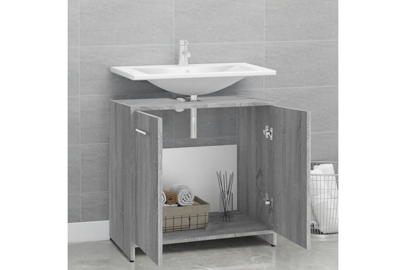 beBasic Badrumsskåp grå sonoma 60x33x60 cm konstruerat trä - Förvaring - Badrumsförvaring & tvättstuga inredning - Badrumsskåp