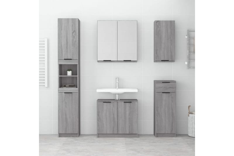 beBasic Badrumsskåp grå sonoma 64,5x33,5x59 cm konstruerat trä - Förvaring - Badrumsförvaring & tvättstuga inredning - Badrumsskåp